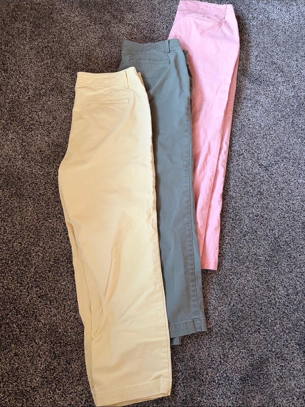 LOFT 3 pair skinny ankle length chinos in Pink, Green, Cream - Picture 2 of 4